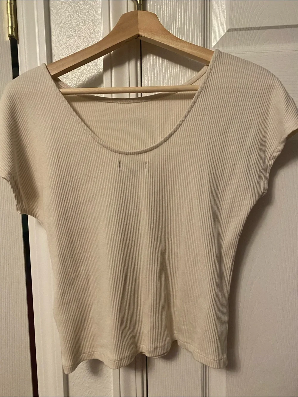 J. Crew Women's Short-Sleeve Ribbed Boat Neck Tee — Cream